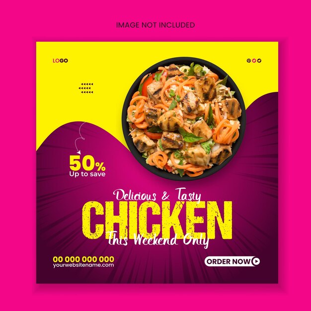 Menú de comida y restaurante diseño de publicaciones en redes sociales y plantilla de banner