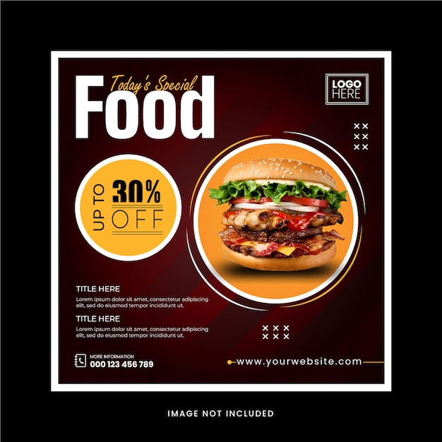 Vector menú de comida y restaurante plantilla de banner de redes sociales menú de restaurante
