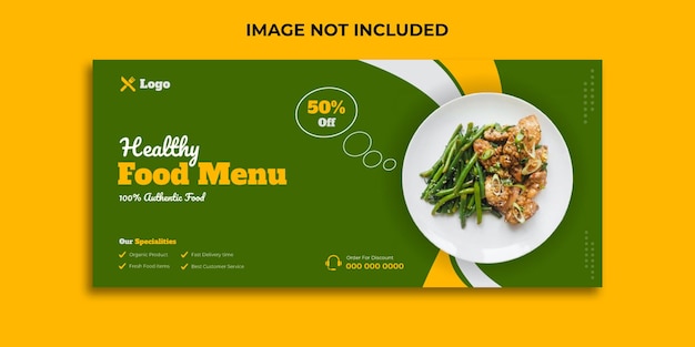 Menú de comida saludable Portada de Facebook o plantilla de banner de promoción de portada de redes sociales