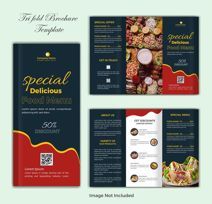 Vector menú de comida saludable de un restaurante moderno trif antiguo plantilla de folleto
