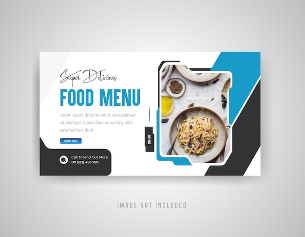 Menú de comida súper deliciosa Diseño de miniaturas de YouTube vector premium