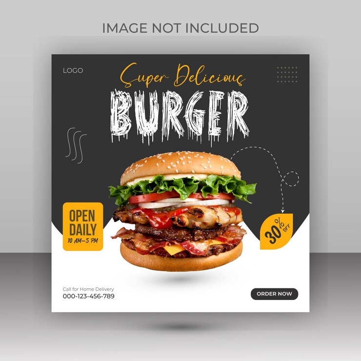 Menú de comida súper deliciosa para plantilla de publicación en redes sociales Vector Premium