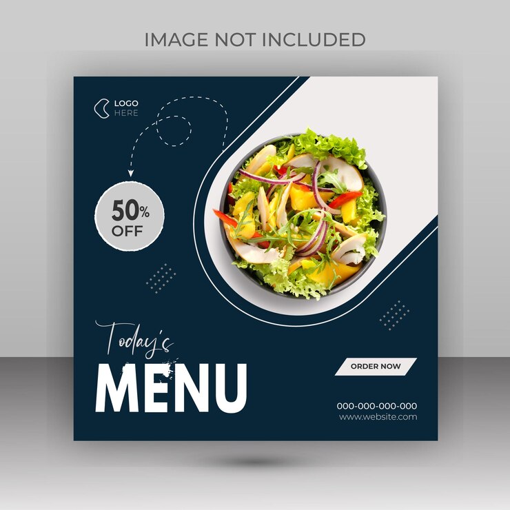 Menú de comida súper deliciosa para plantilla de publicación en redes sociales Vector Premium