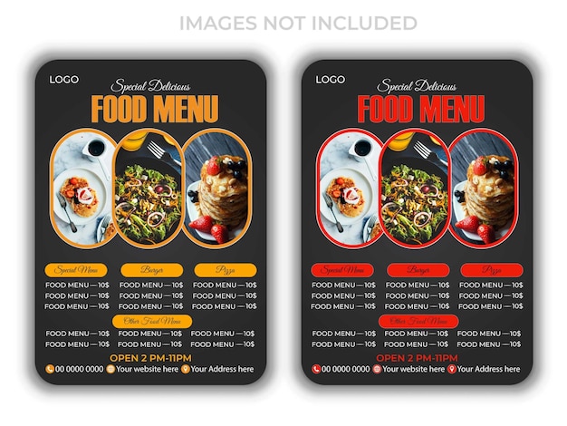 Menú de comida vectorial una plantilla de diseño de restaurante