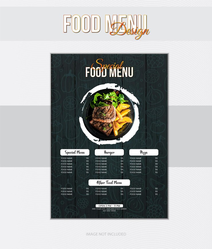Menú de comida vectorial una plantilla de diseño de restaurante