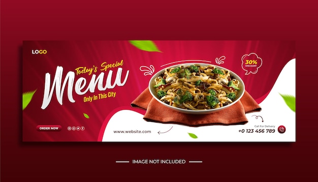 menú de comida vegetal portada de facebook y plantilla de diseño de banner web
