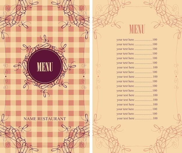 menú a cuadros con precios