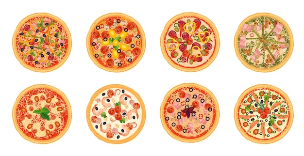 El menú delicioso y sabroso de la pizza está aislado.