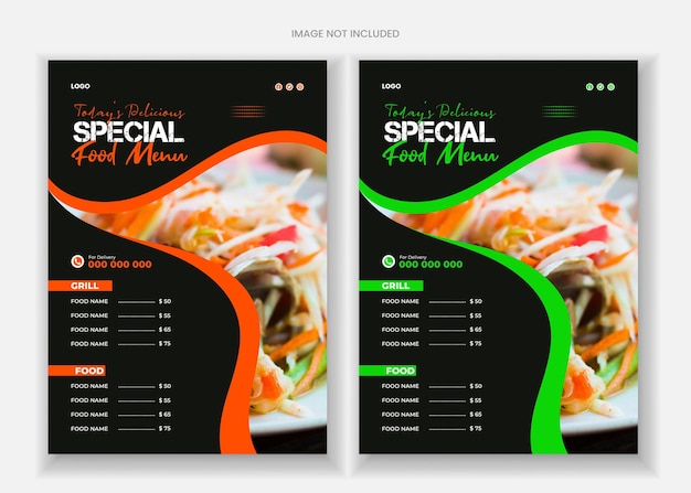 un menú para especial especial especial especial con un borde verde