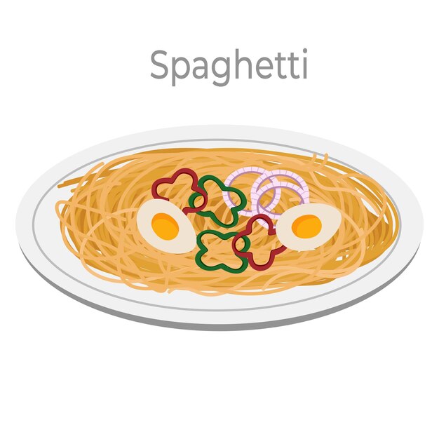 Menú fijo de fideos de pasta italiana Colección de recetas de comida de fideos italianos Menú de fideos de espagueti de pasta vegana ilustración de primer plano