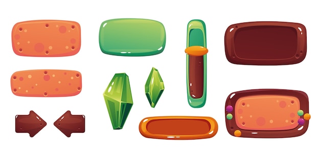 Menú de galletas de chocolate de estilo dulce juego UI elemento de diseño de interfaz de botón concepto