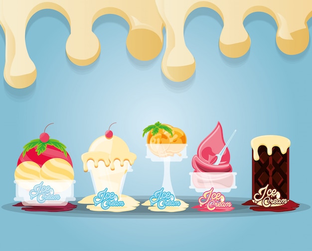 Vector menú de helados deliciosos