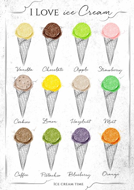 Vector menú de helados