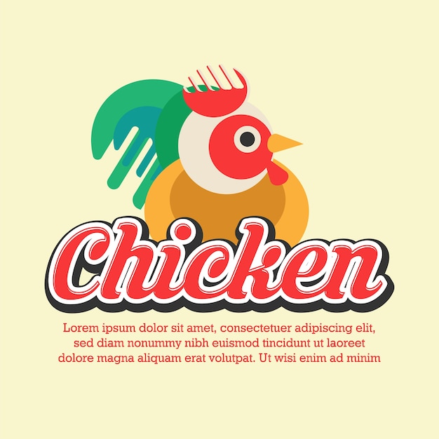 Vector menú logo pollo restaurante