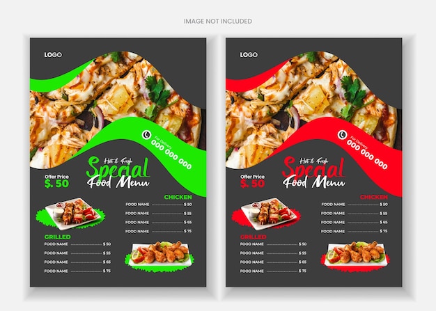 un menú para un menú que dice menú de comida