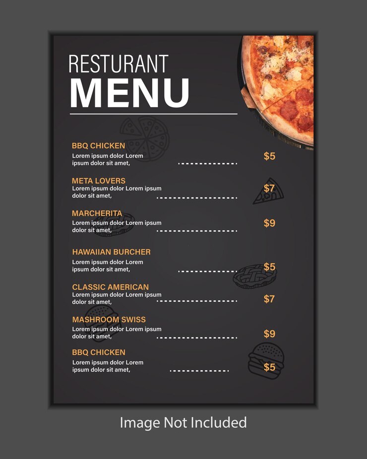 Vector un menú para el menú del restaurante con el menú en él