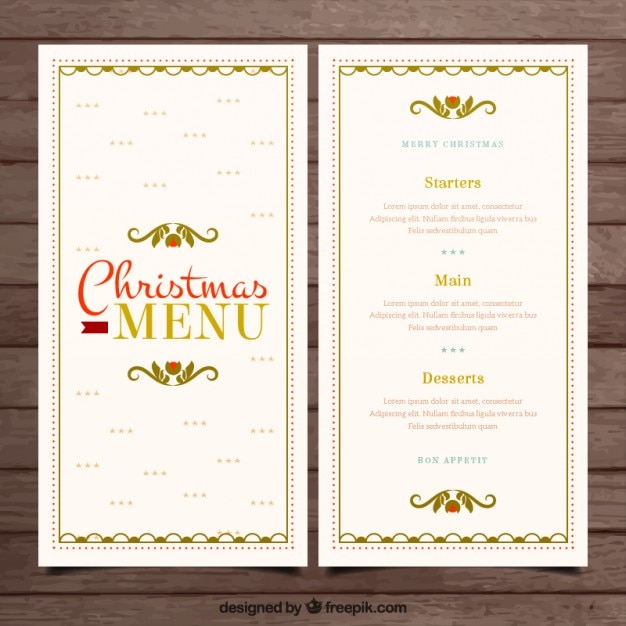 Menu navideño elegante