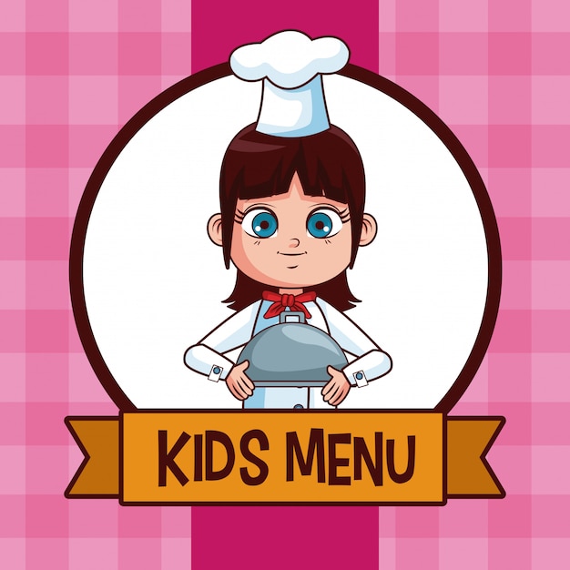 Menú de niños hermosa niña chef