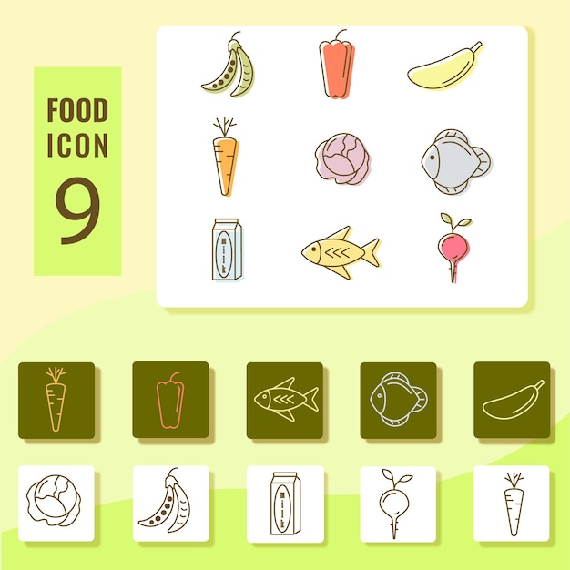 Un menú con las palabras icono de comida 9 en él