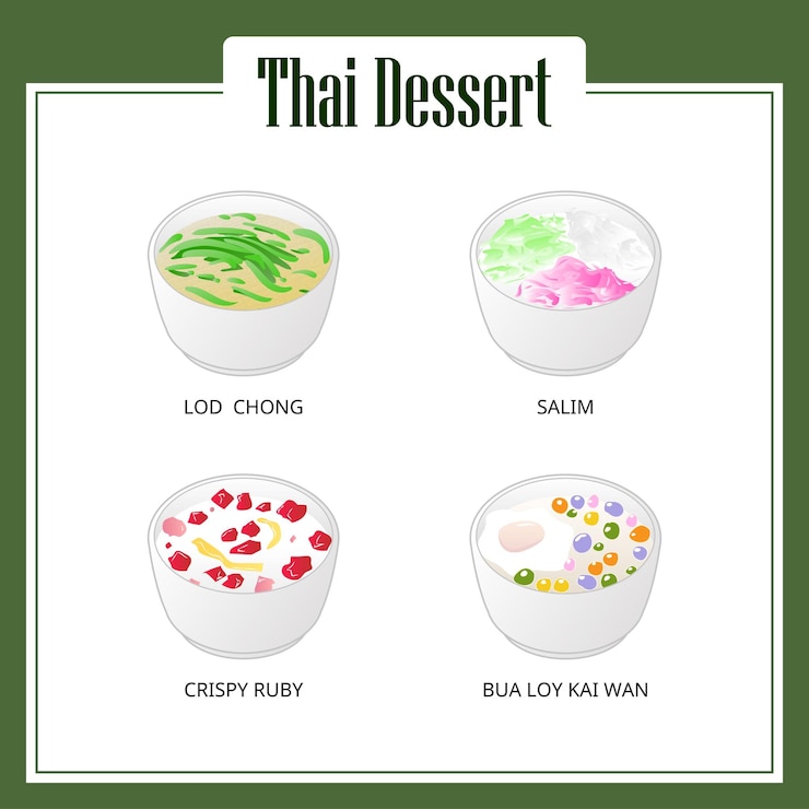 Vector menú de postres tailandeses