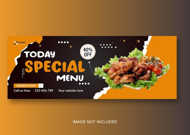 Menú de restaurante de comida asiática portada de facebook y plantilla de banner web