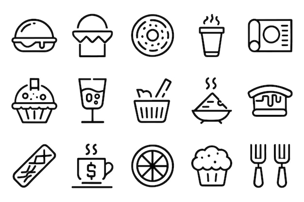 Menú de restaurante comida rápida pizza relacionado con el icono de contorno de trazo editable conjunto de ilustración vectorial plana aislada fondo blanco