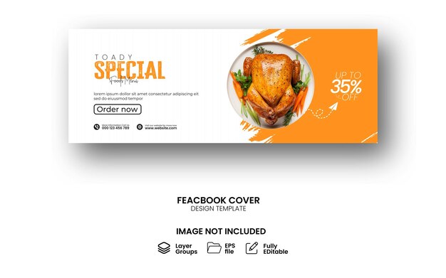 Menú de restaurante de comida rápida plantilla de banner web de marketing en las redes sociales