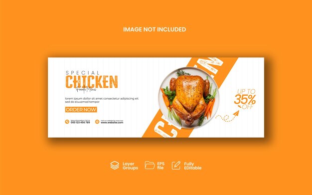 Menú de restaurante de comida rápida plantilla de banner web de marketing en las redes sociales