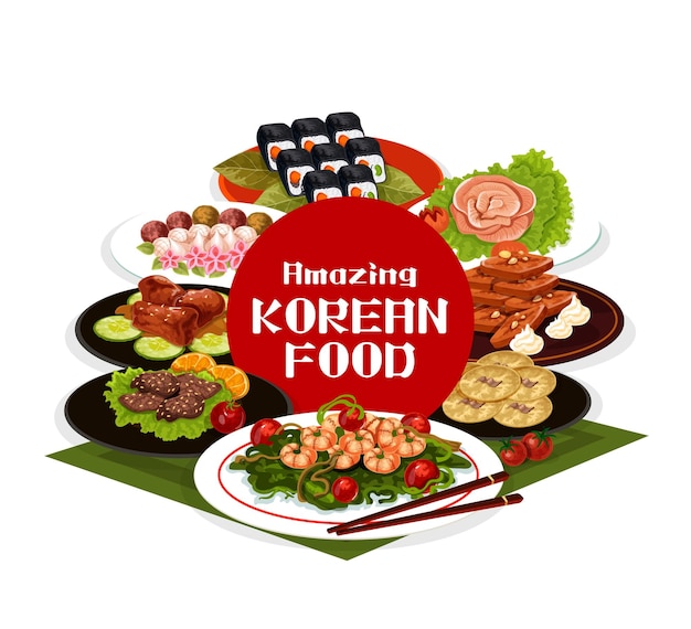 Menú de restaurante coreano tradicional Cocina asiática