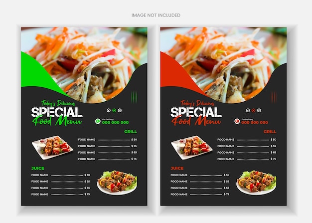 un menú para un restaurante llamado especial especial