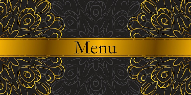Menú para un restaurante o cafetería Patrones de mandala dorado vintage Ilustración vectorial