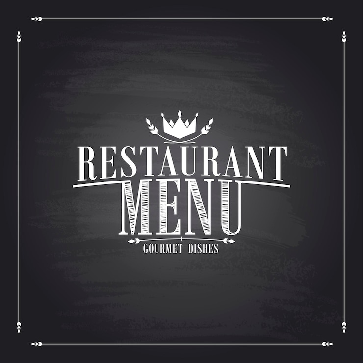 Vector menú de restaurante platos gourmet fondo de pizarra ilustración vectorial
