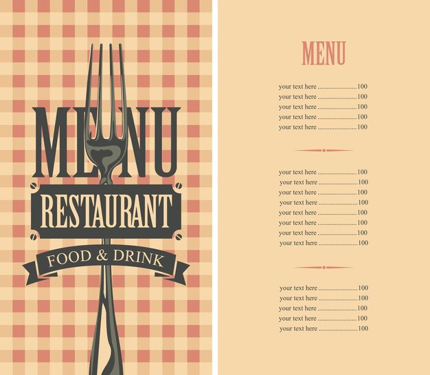 menú para restaurante con tenedor