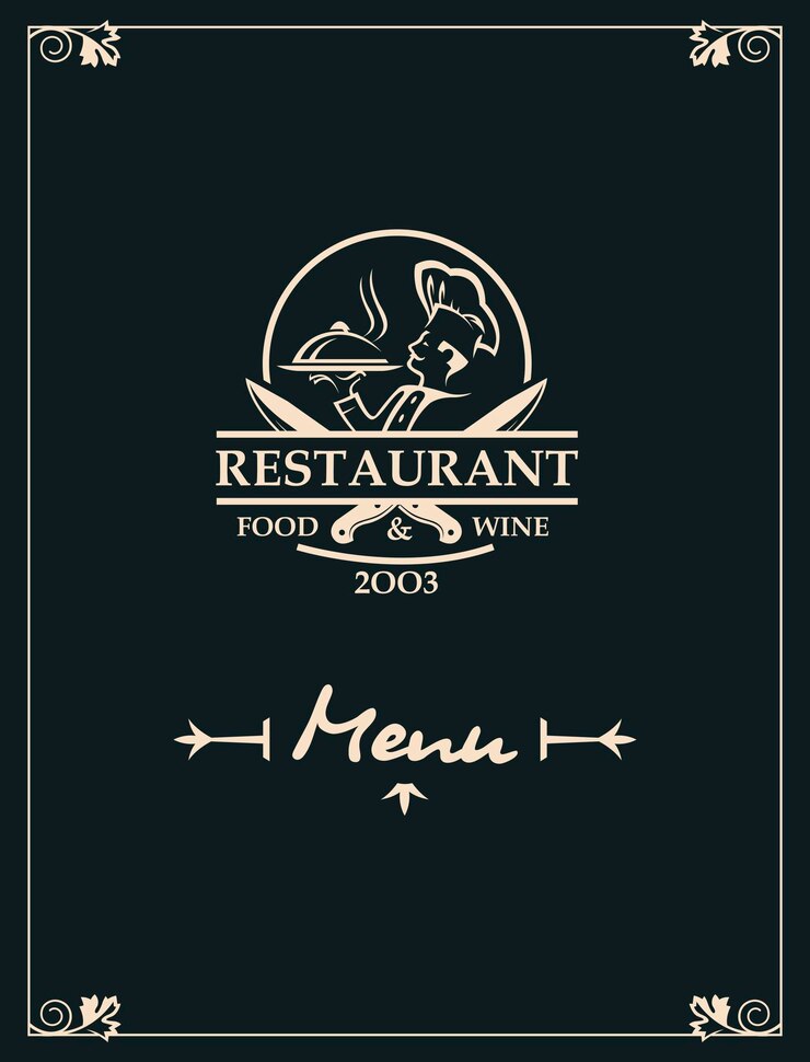 Vector menú de restaurante con utensilios de cocina y chef