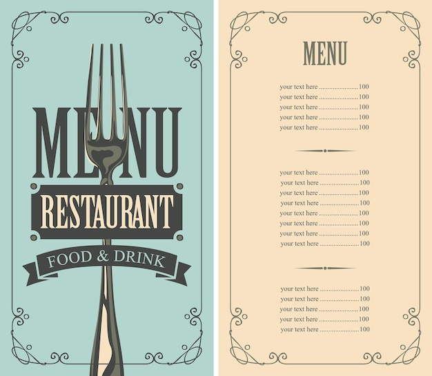 Vector menú para restaurante