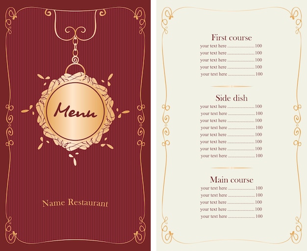menú para restaurante
