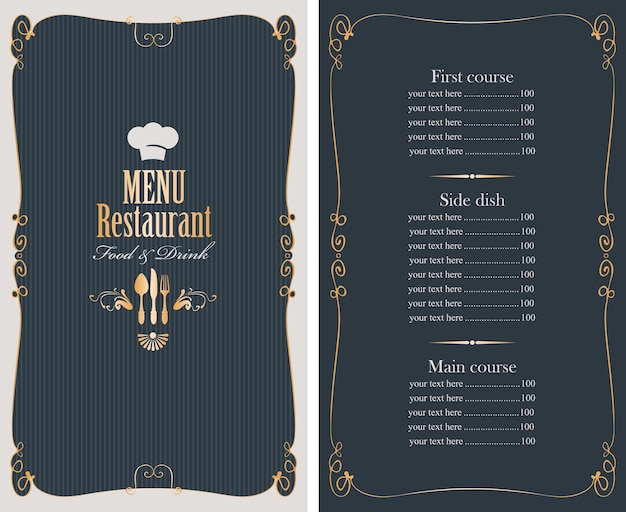 menú para restaurante