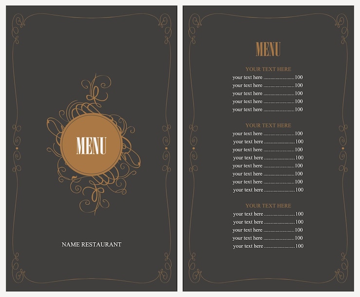 Vector menú para el restaurante
