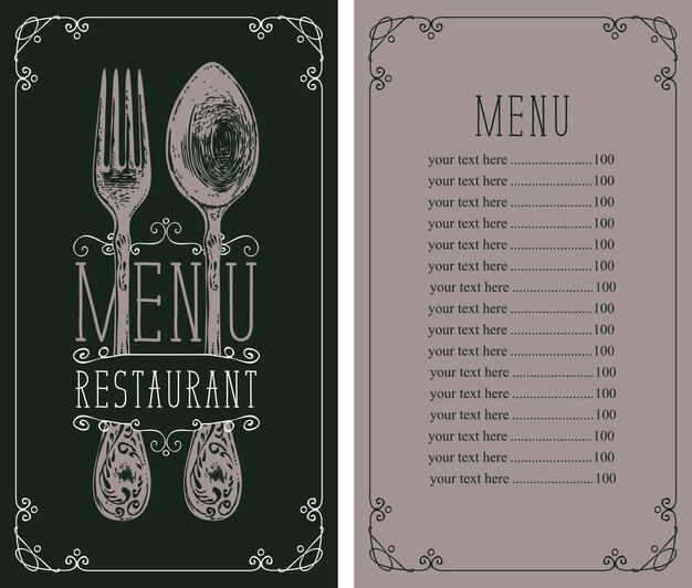 Vector menú para restaurante