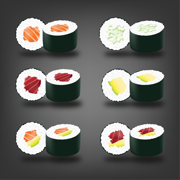 Menú de sushi japonés realista