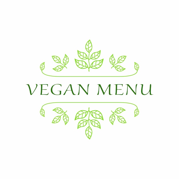 Vector menú vegano etiqueta del restaurante