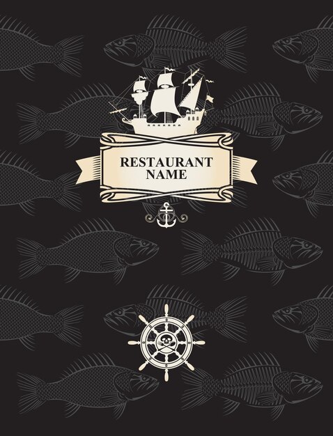 menú con velero y volante