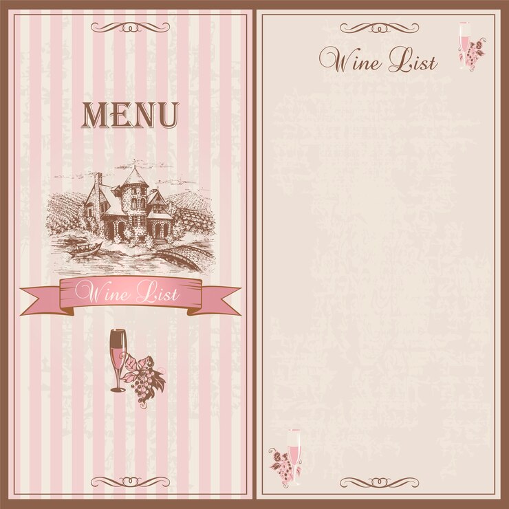 Vector menú del vino