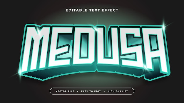 Meousa verde negro y blanco estilo de fuente de efecto de texto editable en 3D