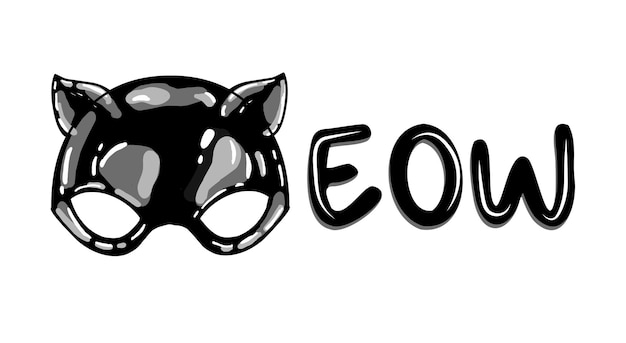 Meow Latex black cat mask Accesorio fetiche para mujer