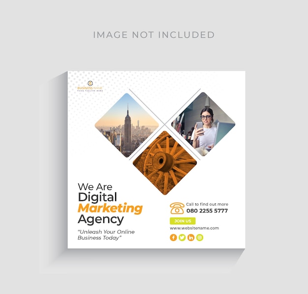 Mercadeo digital medios sociales corporativos y banner de la agencia o plantilla de publicación de instagram