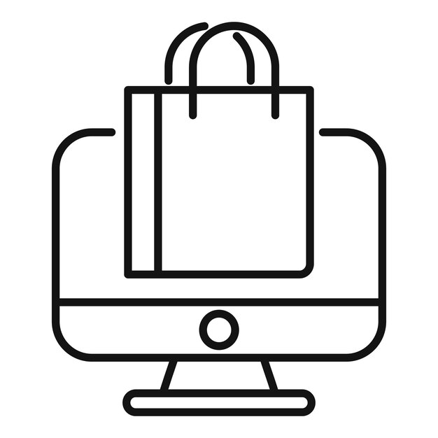 Mercadeo en línea venta icono contorno vector Cuidado crédito en línea