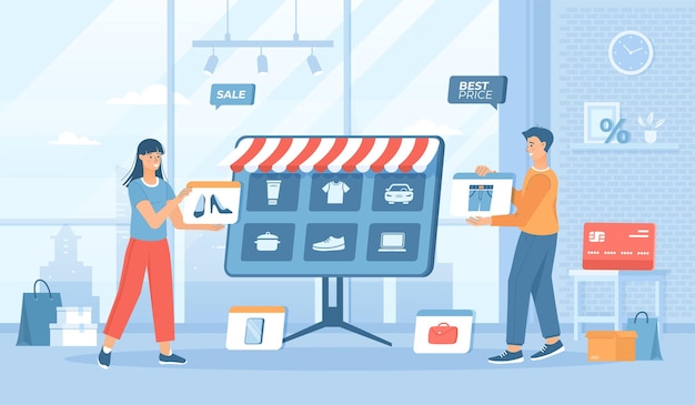 Mercado de comercio electrónico en línea Tienda Los vendedores publican sus productos en una plataforma de comercio Búsqueda y c