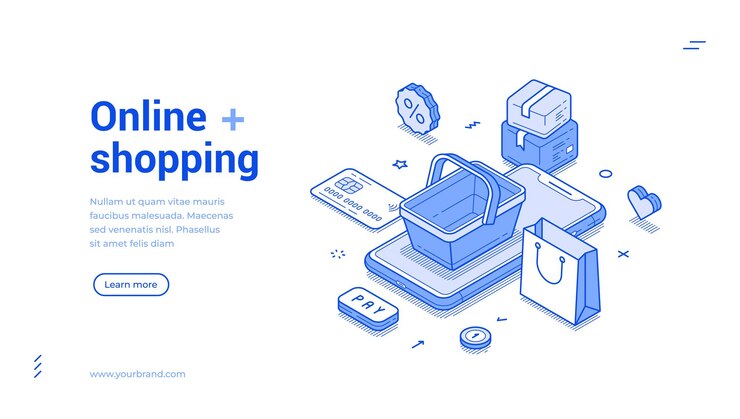 Vector mercado de compras en línea pedido compra aplicación para teléfono inteligente vector de banner web isométrico