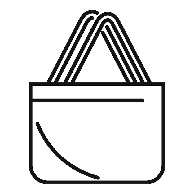 Mercado eco bolsa icono contorno vector tela reutilizable mango bolsa de algodón